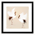 Framed wall art featuring an elegant crane design in black and white, set against a matte background, ideal for modern home decor or office spaces.