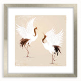 Framed wall art showcasing a serene crane design in silver matting, adding an elegant touch to home decor with a modern aesthetic. Perfect for nature-themed interiors.
