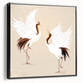Framed canvas wall art depicting a serene crane design in black, showcasing elegant lines and details, perfect for modern home decor.