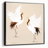 Framed canvas wall art depicting a serene crane design in black, showcasing elegant lines and details, perfect for modern home decor.