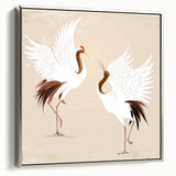 Framed wall art featuring an elegant crane design in silver, showcasing intricate detailing on canvas, perfect for modern home decor.