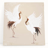 Elegant stretched canvas wall art featuring a crane design, showcasing intricate details and vibrant colors, ideal for enhancing home decor and artistic ambiance.