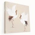 Stretched canvas wall art featuring an elegant crane design in soft pastel colors, ideal for modern home decor. Perfect addition to living spaces or galleries.