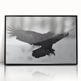 Framed acrylic wall art featuring a striking monochrome design of a crow and raven, perfect for adding a modern touch to home decor in a sleek black frame.