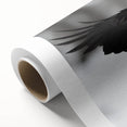 Artistic rolled canvas showcasing a captivating design of a crow and raven, featuring intricate details and vibrant colors, ideal for enhancing home decor.