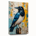 Acrylic glass wall art featuring a striking design of crows and ravens, displayed in a side view with decorative pins, perfect for bird lovers and home decor.