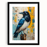 Black-framed wall art featuring a striking design of crows and ravens against a minimalist background, perfect for enhancing modern home decor with a touch of nature.