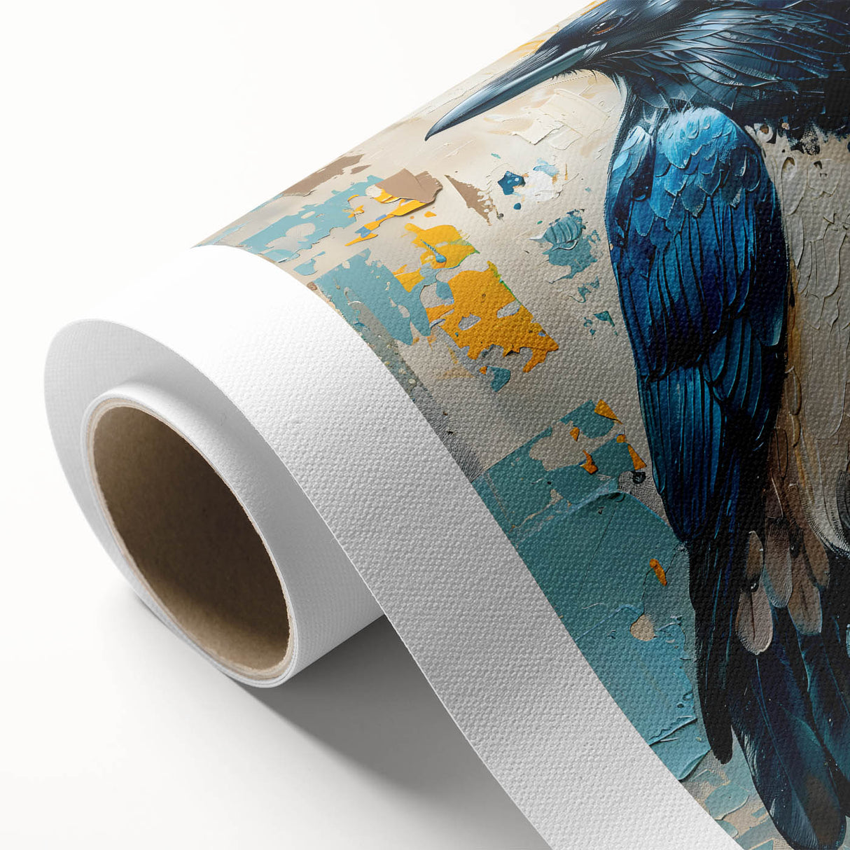 Stunning rolled canvas wall art showcasing a detailed design of crows and ravens in a striking black and white color scheme, perfect for enhancing modern home decor.