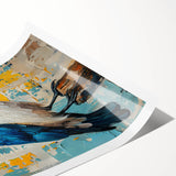 Detailed wall art print showcasing a minimalist design of a crow and raven in black and white, highlighting their intricate feather details. This rolled print is perfect for modern home decor.