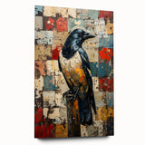 Acrylic glass wall art showcasing a detailed design of a crow and raven, displayed in a side view without pins, perfect for modern home decor.