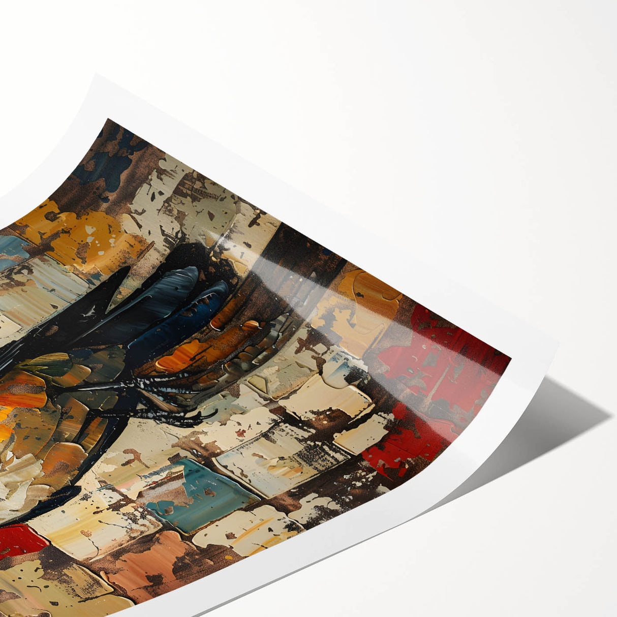 Intricate wall art design featuring a crow and raven in a striking monochrome palette, rolled for easy display and shipping, perfect for bird enthusiasts.