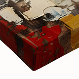 Close-up of a vibrant stretched canvas wall art featuring a detailed crow and raven design, showcasing intricate textures and bold colors, perfect for bird lovers.