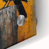 Close-up of a unique wall art collection showcasing a crow and raven design, crafted on acrylic glass, with vivid colors and intricate details, perfect for bird lovers.