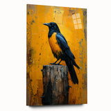 Wall art collection showcasing a crow and raven design on acrylic glass, displayed in a side view without pins, featuring rich colors and intricate details. Perfect for bird lovers and modern decor enthusiasts.