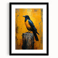 Black-framed wall art showcasing a detailed design of a crow and raven, perfect for nature enthusiasts, enhancing home decor with a touch of elegance.