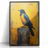 Framed wall art featuring a detailed design of a crow and raven, showcasing elegant black acrylic with a modern aesthetic, ideal for bird lovers and home decor enthusiasts.