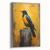 Framed wall art featuring a detailed design of crows and ravens, displayed in a silver frame, highlighting intricate bird illustrations perfect for nature enthusiasts.