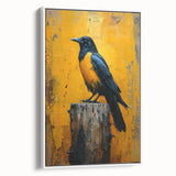 Framed wall art collection showcasing a detailed design of a crow and raven on a white background, highlighting intricate features and textures, perfect for bird enthusiasts.