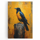 Stretched canvas wall art showcasing a detailed design of a crow and raven in a natural setting, perfect for bird lovers and home decor enthusiasts.