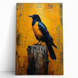 Canvas wall art featuring a striking design of a crow and raven perched on branches, showcasing intricate details and vibrant colors, perfect for nature lovers’ decor.