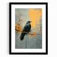 Black-framed wall art featuring a crow and raven design, showcasing intricate details and textures, ideal for adding a dramatic touch to home décor.