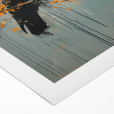 Rolled canvas artwork depicting a striking design of a crow and raven, showcasing intricate details and vibrant colors, ideal for enhancing modern home decor.