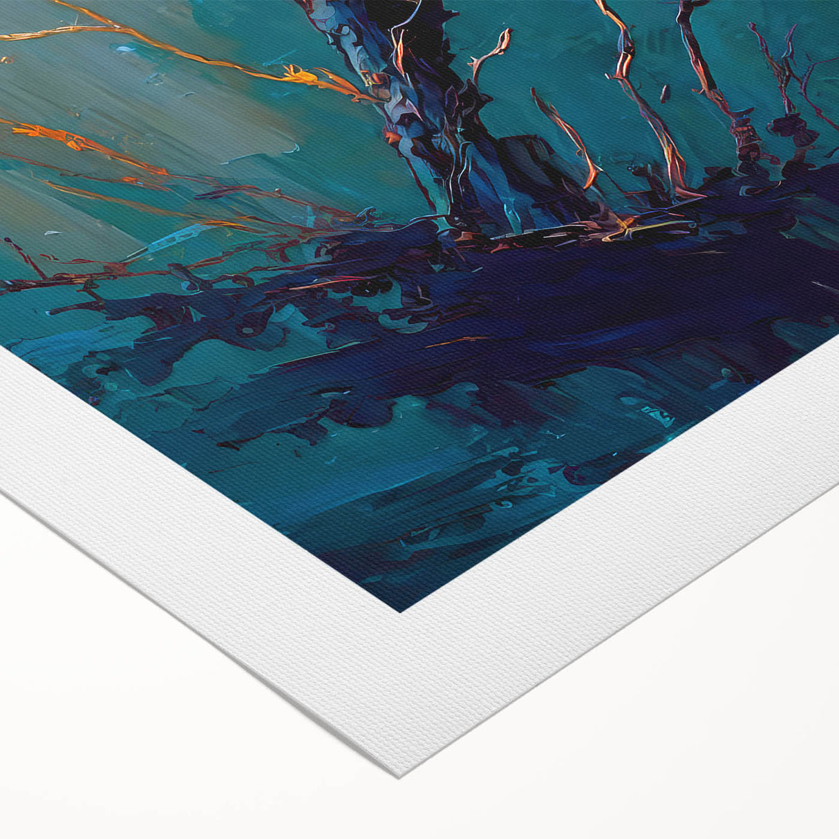 Rolled canvas artwork showcasing a striking design of a crow and raven, featuring rich colors and intricate details, ideal for enhancing modern home decor.