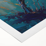 Rolled canvas artwork showcasing a striking design of a crow and raven, featuring rich colors and intricate details, ideal for enhancing modern home decor.