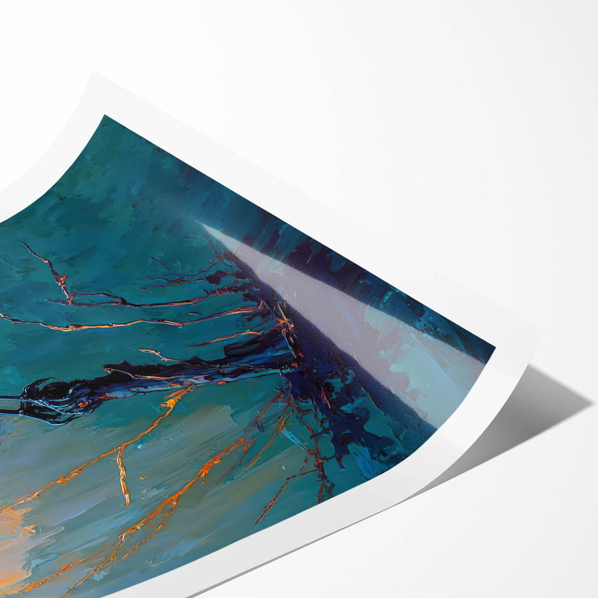 Rolled art print showcasing a striking design of a crow and raven, featuring intricate details and vibrant colors, perfect for enhancing home decor or art collections.