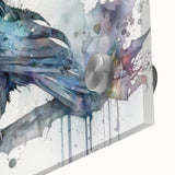 Close-up of a striking wall art collection featuring intricately designed crows and ravens on acrylic glass, showcasing vivid colors and detailed textures, ideal for bird lovers and modern decor enthusiasts.