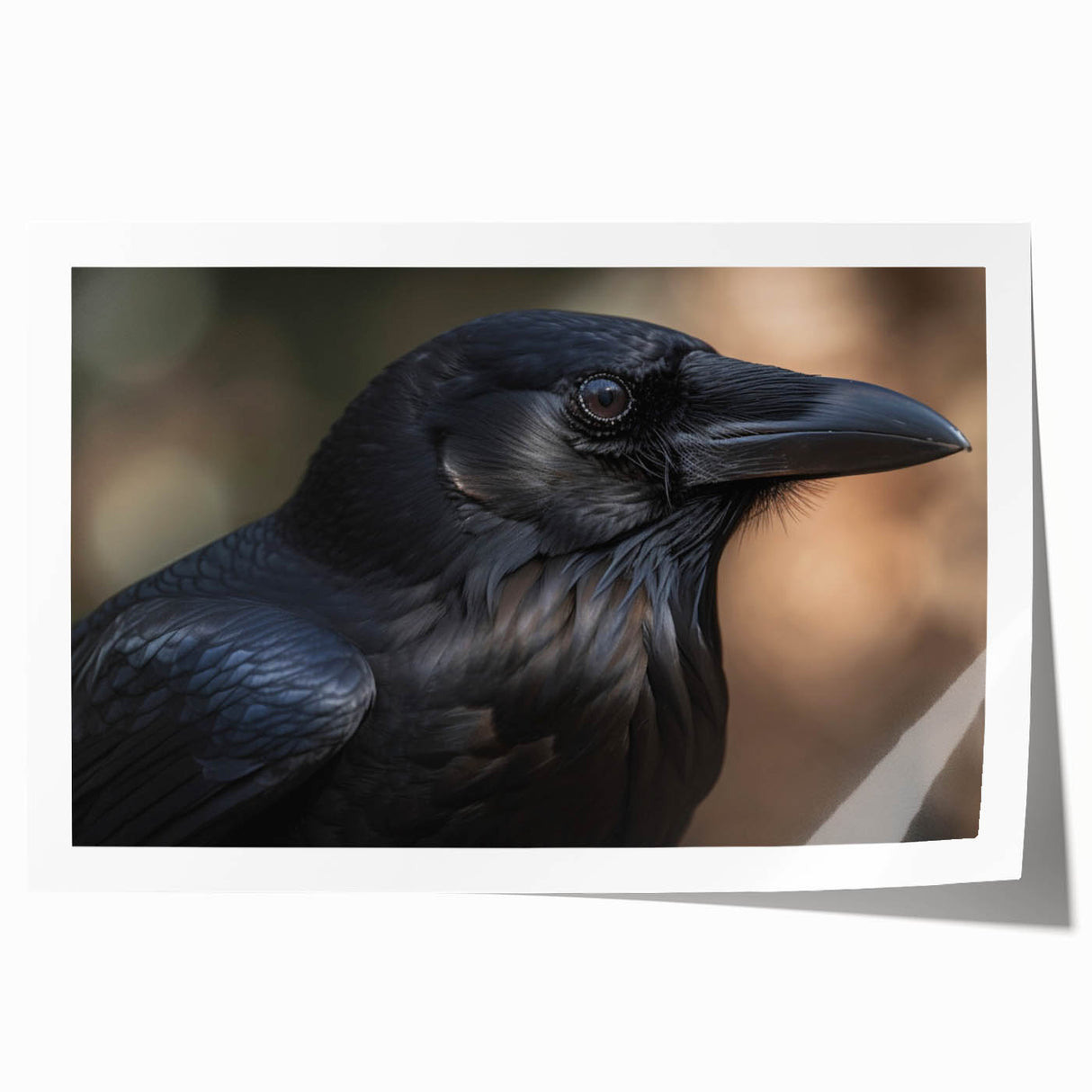 Rolled print showcasing intricate crow and raven design in black and white, ideal for modern home decor. Perfect for bird lovers and wall art enthusiasts.