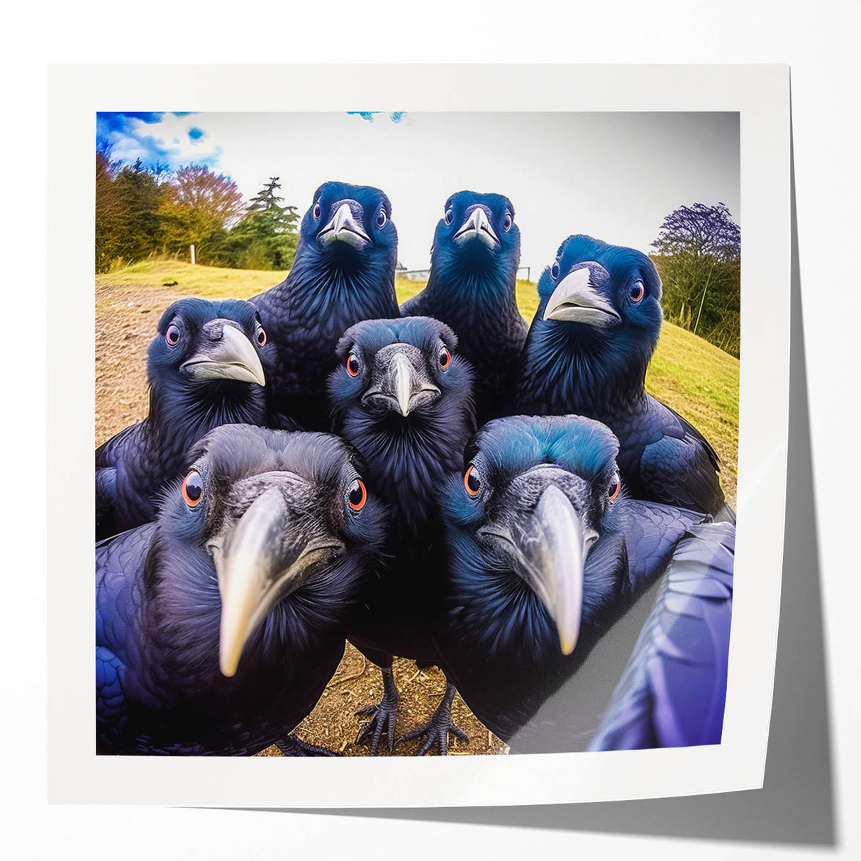 Stylish wall art collection featuring a crow and raven design, with glossy finish, perfect for enhancing modern home decor and showcasing avian elegance.