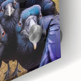 Close-up of a vibrant acrylic wall art piece featuring a design of crows and ravens, showcasing intricate details and glossy finish, perfect for bird lovers.