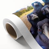 Rolled canvas artwork showcasing a striking design of crows and ravens, featuring intricate details and rich colors, perfect for enhancing any modern home decor.
