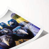 Stylish rolled print showcasing a crow and raven design, featuring intricate details and vibrant colors, perfect for bird lovers and home decor enthusiasts.