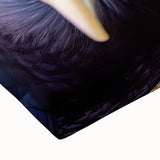 Close-up of a vibrant stretched canvas wall art featuring a detailed design of crows and ravens, showcasing intricate textures and bold colors, perfect for modern home decor.