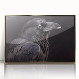 Framed wall art collection featuring a detailed design of a crow and raven, set against a gold-acrylic background, perfect for modern decor enthusiasts.