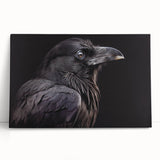 Elegant stretched canvas wall art featuring a striking design of crows and ravens, showcasing intricate black and gray bird silhouettes against a muted background, perfect for home decor enthusiasts seeking unique and dramatic accents.