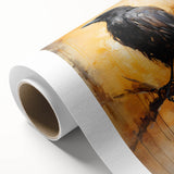 Rolled canvas artwork featuring a striking design of crows and ravens in a dark, moody color palette, perfect for enhancing modern interiors or nature-themed decor.
