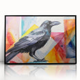 Framed wall art showcasing a striking black crow and raven design, featuring intricate details and a sleek acrylic finish, perfect for modern decor.