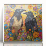 Framed wall art collection featuring a striking design of a crow and raven, set against a clean white background, perfect for enhancing modern home decor.