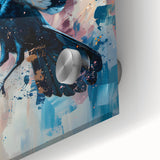 Close-up of a stunning acrylic glass wall art piece showcasing a crow and raven design, featuring intricate details and vibrant colors, perfect for bird enthusiasts and modern decor.