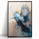 Framed wall art collection showcasing a striking design of a crow and raven in black acrylic, perfect for adding a bold touch to contemporary decor.