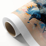 Rolled canvas art featuring a detailed design of a crow and raven, showcasing intricate patterns in dark tones, perfect for enhancing modern decor.