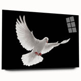 Acrylic glass wall art featuring a serene dove design in soft pastel colors, showcasing a side view without pins. Perfect for modern home decor and uplifting spaces.