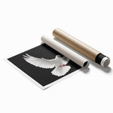 Stylish rolled print of a dove design wall art collection, showcasing intricate details in soft pastel colors, perfect for home decor or artistic display.