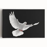 Stretched canvas wall art showcasing a serene dove design in soft pastel colors, elegantly framed, perfect for enhancing modern home decor.