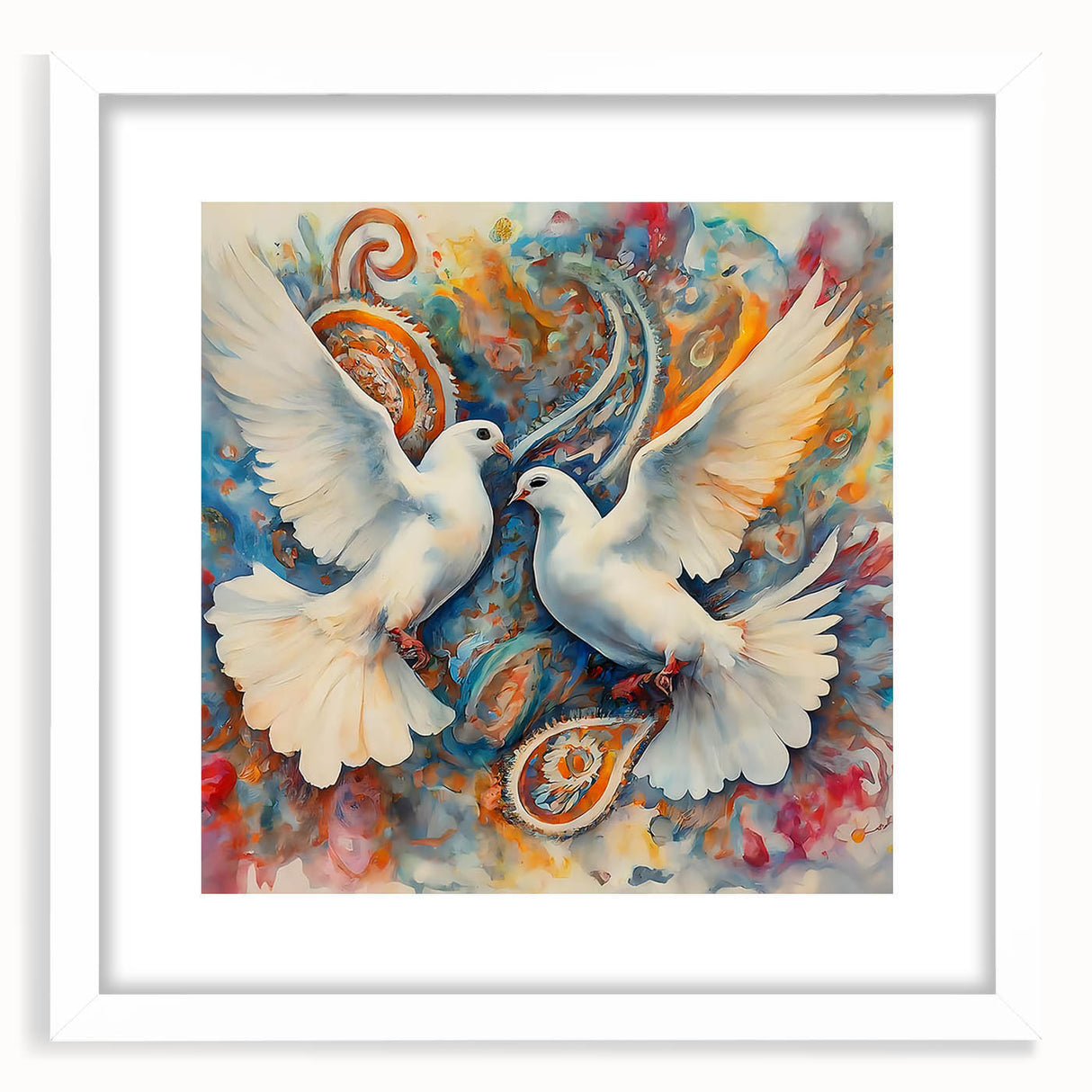 Framed wall art featuring a delicate dove design in a minimalist style, showcased in a white mat and frame, perfect for enhancing modern decor.