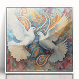 Framed acrylic wall art featuring a serene dove design, elegantly displayed against a white background, perfect for enhancing interior decor and promoting tranquility.