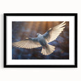 Black-framed wall art featuring an elegant dove design, showcased in a mat for a refined look, perfect for modern home décor and art enthusiasts.